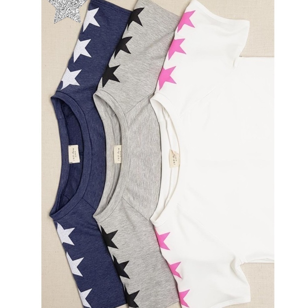 Heather Gray Star Printed Shirt Sleeve Sweatshirt
